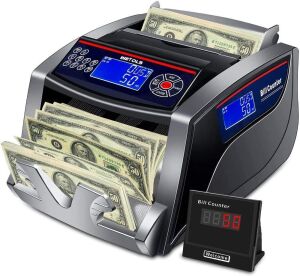 WETOLS Money Counter with Counterfeit Bill Detection UV/IR/DD/MG/MT, 3 Displays, 5 Modes Add/Batch/Auto/Count/Restart, 1,000 Notes per Minute
