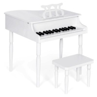Kids Mini Wooden Grand Piano w/ Lid, Bench, Music Rack, Song Book, Stickers. Appears New