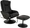 JC HOME Drammen Massaging Leather Recliner and Ottoman with Leather-Wrapped Base, Black