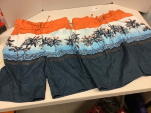 Lot of (2) Mens' Swim Trunks, Med. & Small