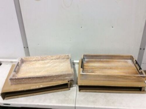 Lot of (2) Wood Serving Trays with Handles, 14" x 20"&nbsp;
