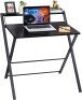 GreenForest Folding Computer Desk with Shelf, No Assembly Needed, Black