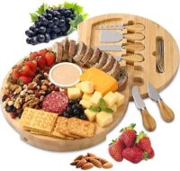 BOLTLINK Bamboo Charcuterie Cheese Board and Knife Set
