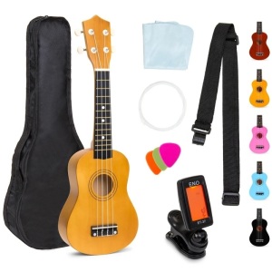 Acoustic Soprano Basswood Ukulele Starter Kit w/ Bag, Strap, Tuner - 21in