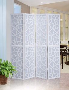 Roundhill Furniture Giyano 4 Panel Wood Frame Screen Room Divider, 70 x 1 x 70 Inches