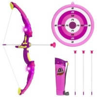 Kids 24in Light-Up Archery Toy Play Set w/ Bow, 3 Arrows, Quiver, Target. Appears New