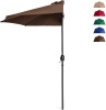 9ft Steel Half Patio Umbrella w/ 5 Ribs, Crank Mechanism, UV and Water-Resistant Fabric