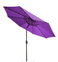 9 ft. Deluxe Solar Powered LED Lighted Patio Umbrella in Purple