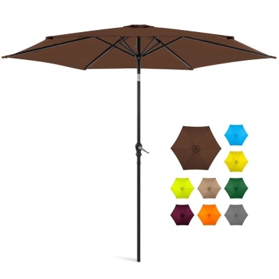 10ft Outdoor Steel Market Patio Umbrella Decoration w/ Tilt, Crank Lift