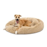 Self-Warming Shag Fur Calming Pet Bed w/ Water-Resistant Lining - Brown. Appears New