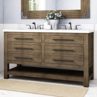 allen + roth&nbsp;Kennilton 60-in Gray Oak Double Sink Bathroom Vanity with Gray Oak Engineered Stone Top
