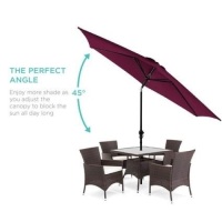 10ft Outdoor Steel Market Patio Umbrella Decoration w/ Tilt, Crank Lift