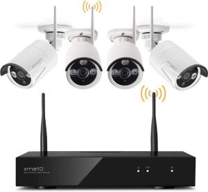 xmartO 8 Channel Expandable Wireless Security Camera System 4X 960p HD Outdoor Wireless IP Cameras, 80ft IR, Dream Liner, Built-in Router, No HDD