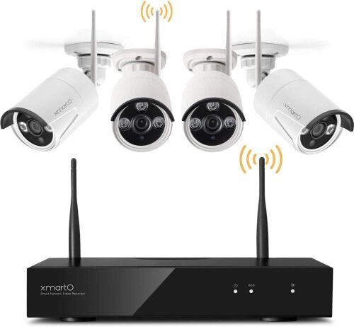 xmartO 8 Channel Expandable&nbsp;Wireless Security Camera System 4X 960p HD Outdoor Wireless IP Cameras, 80ft IR, Dream Liner, Built-in Router, No HDD