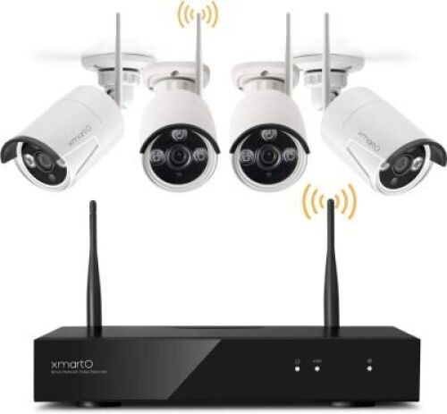 xmartO 8 Channel Expandable&nbsp;Wireless Security Camera System 4X 960p HD Outdoor Wireless IP Cameras, 80ft IR, Dream Liner, Built-in Router, No HDD