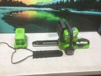 Greenworks 12" 40V Chainsaw - Saw is Untested, Battery Appears to Charge