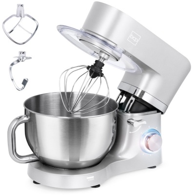 6.3qt 660W 6-Speed Tilt-Head Stainless Steel Kitchen Mixer w/ 3 Attachments, Splash Guard