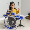 11-Piece Kids Starter Drum Set w/ Bass Drum, Tom Drums, Snare, Cymbal, Stool, Drumsticks 