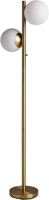 Rivet Retro Two Globe Floor Lamp with Bulbs. 65" Height. White and Brass. Appears New