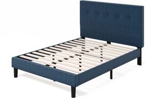 ZINUS Omkaram Upholstered Platform Bed Frame, Wood Slat Support, Queen