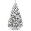 9' Premium Snow Flocked Artificial Pine Christmas Tree w/ Foldable Metal Base