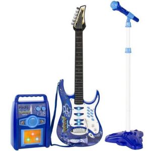 Kids Electric Musical Guitar Toy Play Set w/ 6 Demo Songs, Whammy Bar, Microphone, Amp, AUX