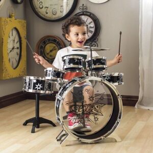 11-Piece Kids Starter Drum Set w/ Bass Drum, Tom Drums, Snare, Cymbal, Stool, Drumsticks