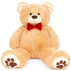 Giant Plush Teddy Bear Stuffed Animal w/ Bow Tie, Paw Prints - 38in