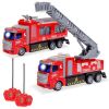 2-Pack Remote Control Fire Truck Toy RC Cars with LED Lights, 2 Controllers 