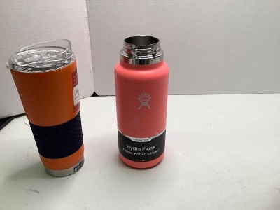 Lot of (2) HydroFlask Insulted Cups, Missing Lid, and Broken Lid, Ecommerce Return