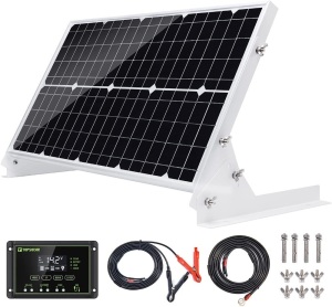 Topsolar 30W 12V Solar Panel Kit Battery Charger Maintainer, 10A Solar Charge Controller, Adjustable Mount Tilt Rack Bracket