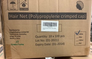 Lot of (2) Hair Net Polypropylene crimped cap) 10x100 pcs per box