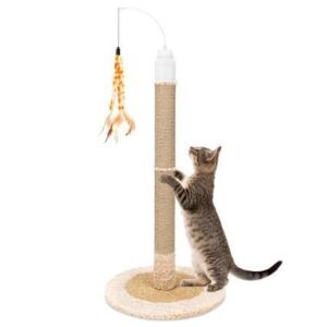 40in Electronic Rotating Cat Scratching Post Toy w/ Adjustable Height