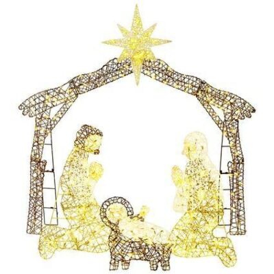 Lighted Christmas Nativity Scene Outdoor Decor with LED Lights - 6ft