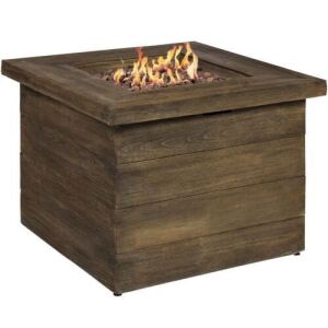 Outdoor Gas Fire Pit Centerpiece Table W/ Lava Rocks And Cover