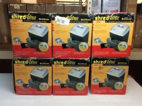 Lot of (6) Shred Star Desktop Multimedia, Paper, and CD Shredders. E-Commerce Return.