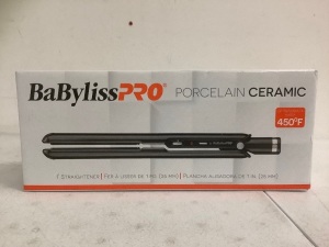 BaByliss Pro Porcelain Ceramic 1" Straightener, Powers Up, E-Commerce Return