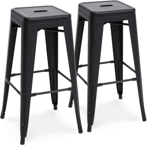 30in Metal Modern Industrial Bar Stools w/ Drainage Holes, Set of 2 