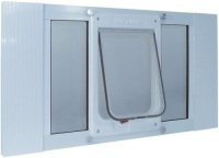 Ideal Pet Products Aluminum Sash Window Pet Door, Adjustable to Fit Window Widths from 27" to 32". Appears New. E-Commerce Return
