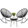 3-Piece Patio Woven Rope Acapulco Rocking Chair Bistro Set