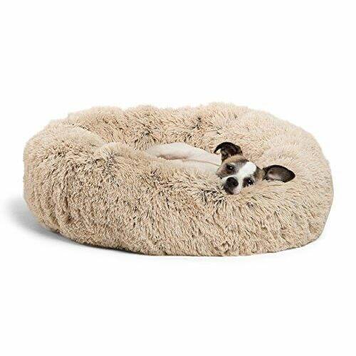Shag Fuax Fur Donut Cuddler Dog Bed, 23" x 23" x 7". Appears New