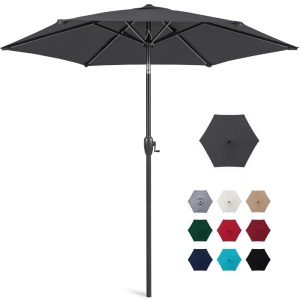 7.5ft Outdoor Market Patio Umbrella w/ Push Button Tilt, Crank Lift