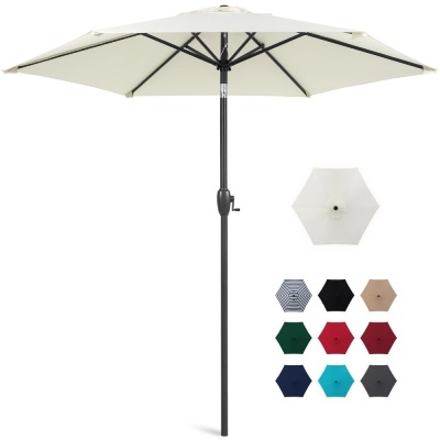 7.5ft Outdoor Market Patio Umbrella w/ Push Button Tilt, Crank Lift