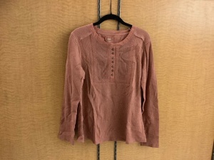 Bob Timberlake Prescott Long-Sleeve Waffle Henley for Ladies, Medium, Appears New