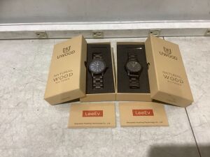 Lot of (2) LeeEv UWood Natural Wood Watches 