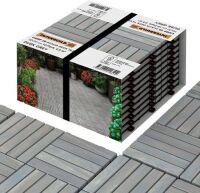 Interbuild Acacia Hardwood Interlocking Patio Deck Tiles, 12" &times; 12", Dusk Grey, 10 Pack