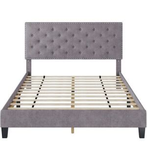 Homecho Queen Upholstered Platform Bed Frame with Adjustable Headboard