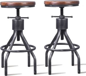 Set of 2 Industrial Swivel Bar Stools