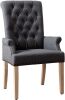 Set of 2 Fabric Accent Chairs with Armrest and Solid Wood Legs 