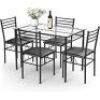 5 Piece Dining Table Set w/ Glass Table Top&nbsp;